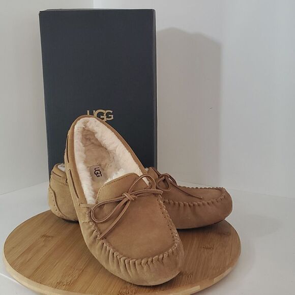 UGG Olsen Slipper Moccasin Chestnut Suede Wool Loafer Men's US 10 - Picture 1 of 14